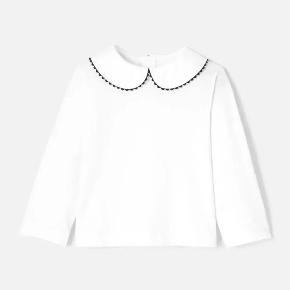 Bella bliss Top long sleeve Pima cotton toddler girl PeterPan collar embroidered - Picture 2 of 9